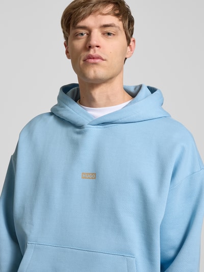 Hugo Blue Hoodie mit Label-Print Modell 'Nazardo' Hellblau 3