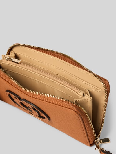 Guess Portemonnaie mit Logo-Stitching Modell 'Calebra' Cognac 3