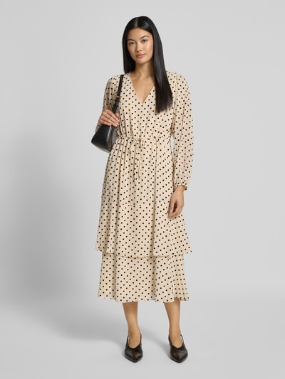 comma Midikleid mit V-Ausschnitt Offwhite 1