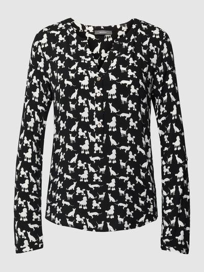 Montego Blouseshirt met all-over motief Zwart - 2