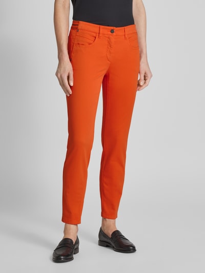 Luisa Cerano Slim fit broek in effen design Oranje - 4