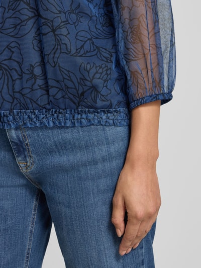 More & More T-shirt z półprzezroczystymi rękawami Granatowy 3