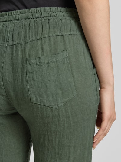 ZABAIONE Leinenhose mit elastischem Bund Modell 'Pa44uline' Khaki 3
