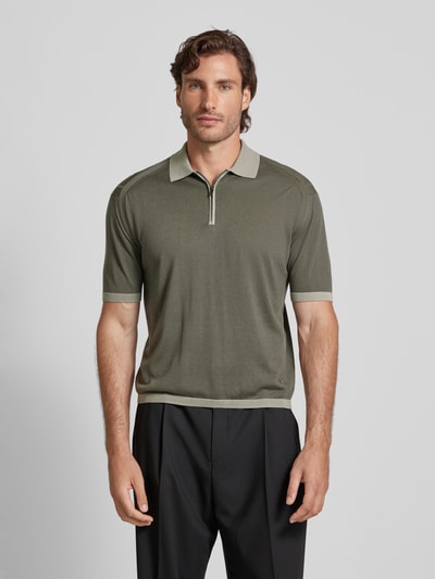 Emporio Armani Regular fit poloshirt met ritssluiting Olijfgroen - 4