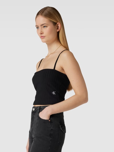 Calvin Klein Jeans Crop Top im Ripp-Look Black 3