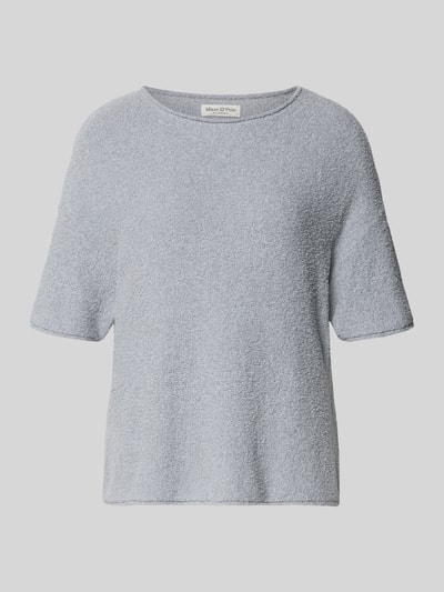 Productfoto, 'Boxy Fit Pullover aus Baumwoll-Mix-Frottee' van Marc O'Polo in effen lichtgrijs, rondhals, korte mouw, frotté textuur.