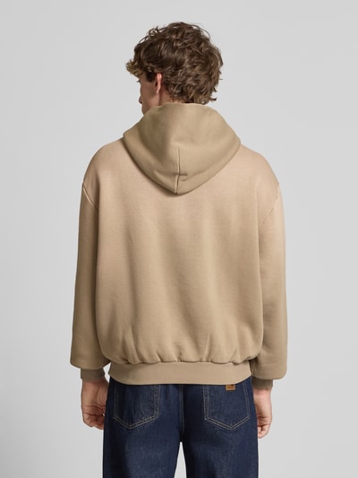 KARL KANI Regular fit hoodie met logostitching, model 'Retro' Middenbruin - 5