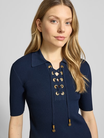 MICHAEL Michael Kors Strickshirt mit Schnürung und Umlegekragen Marine 3
