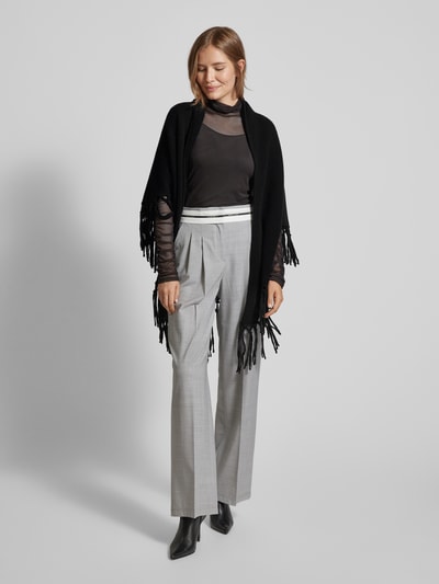 Weekend Max Mara Poncho van scheerwol met franjes, model 'TORNADO' Zwart - 1