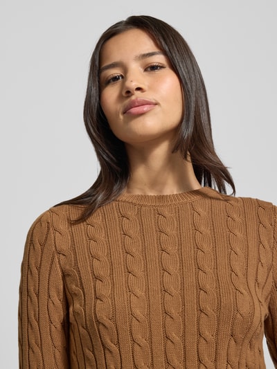 Jake*s Casual Bluzka z długim rękawem o kroju slim fit z imitacji dzianiny Średniobrązowy 3