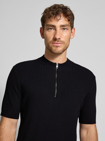 Cinque Gebreid shirt met ritssluiting, model 'Phil' Marineblauw - 3