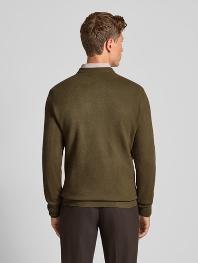 Casual Friday Regular fit gebreide pullover met ronde hals, model 'Heine' Olijfgroen - 5