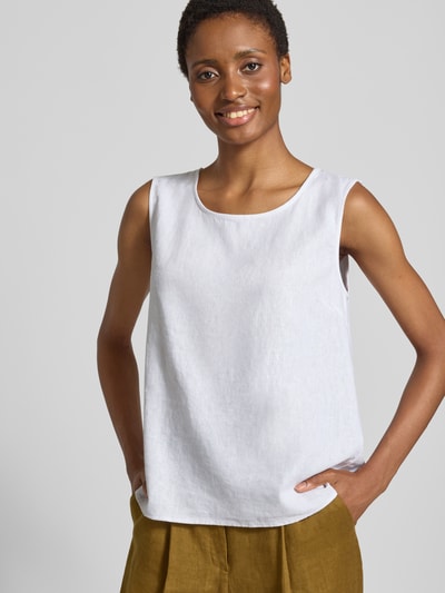 FREE/QUENT Top aus Leinen-Mix mit Rundhalsausschnitt Modell 'Lava' Weiss 3