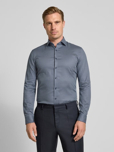 OLYMP No. Six Super slim fit zakelijk overhemd van katoenmix Marineblauw - 4