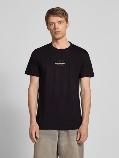 Calvin Klein Jeans T-Shirt mit Rundhalsausschnitt und Label-Stitching Black 4