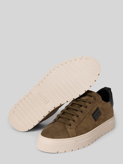 Antony Morato Ledersneaker mit Label-Applikation Taupe 4