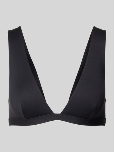 Produktfoto, Slim Fit Bikini-Oberteil mit V-Ausschnitt Modell 'Ofelia' von MC2 Saint Barth aus Elastischer-Material-Mix, schwarze Farbe, glatte Textur.