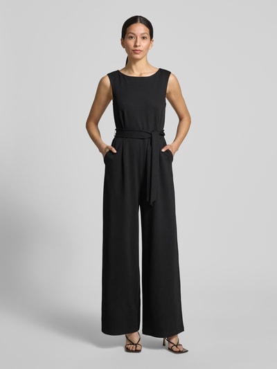 Jake*s Collection Jumpsuit van viscosemix met strikceintuur Zwart - 4