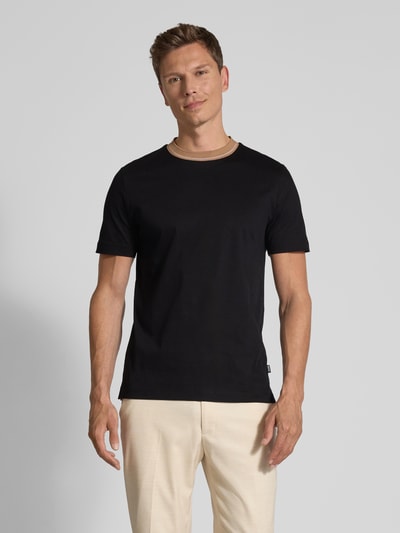 BOSS T-Shirt mit geripptem Rundhalsausschnitt Modell 'Tessler' Black 4