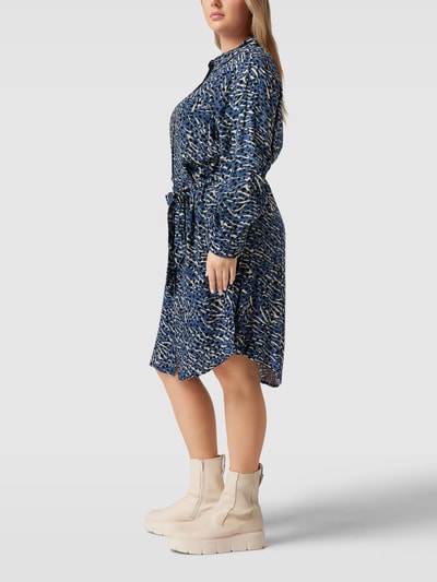 ONLY CARMAKOMA PLUS SIZE blousejurk met all-over motief, model 'CARLOLLILISE' Marineblauw - 1