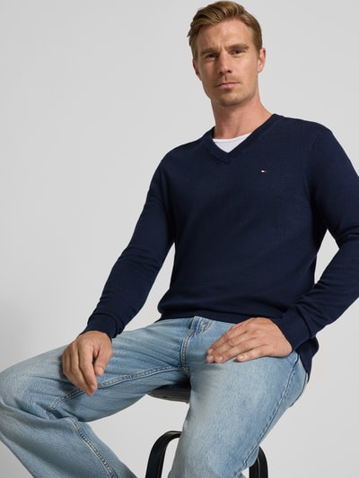 Tommy Hilfiger Regular fit pullover van een mix van katoen en kasjmier Marineblauw - 3