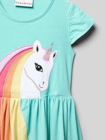 DANAMADE T-Shirt-Kleid mit Rundhalsausschnitt und Kappärmeln Helltuerkis 2