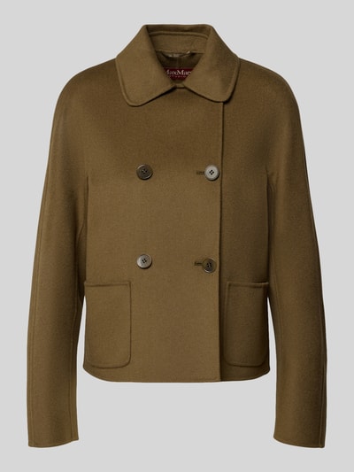 Produktfoto, Boxy Fit Wolljacke mit Seide- und Kaschmir-Anteil Modell 'MSTEDEN' von Max Mara Studio, efekt: jednolity kolor, pudełkowy krój, wykładany kołnierz, listwa guzikowa 2-rzędowa, długi rękaw, nakładane kieszenie, mieszanka wełny