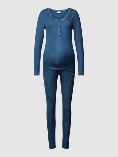 Mamalicious Umstands-Pyjama mit Spitzenbesatz Modell 'LOTUS LIA' Blau 1