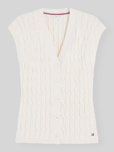 Tommy Hilfiger Regular Fit Strickweste aus reiner Baumwolle Ecru 2