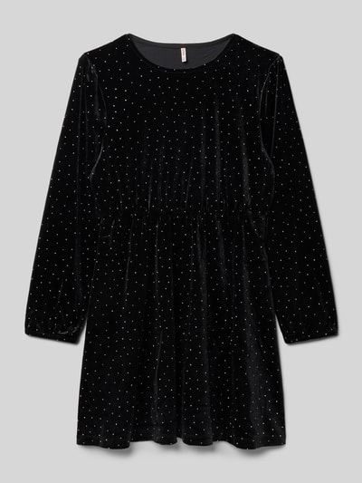 Only Tailliertes Langarmkleid mit Ziersteinen besetzt Modell 'VELLA' Black 1