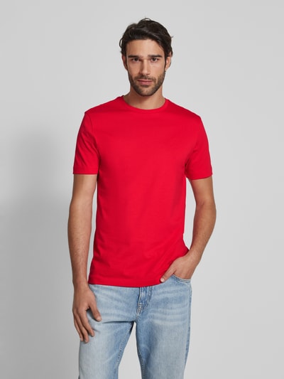 Christian Berg Men T-Shirt mit geripptem Rundhalsausschnitt Rot 4