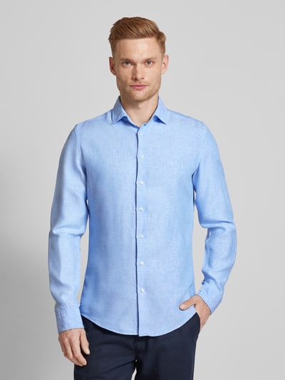 SEIDENSTICKER Slim Fit Leinenhemd mit Kentkragen Bleu 4