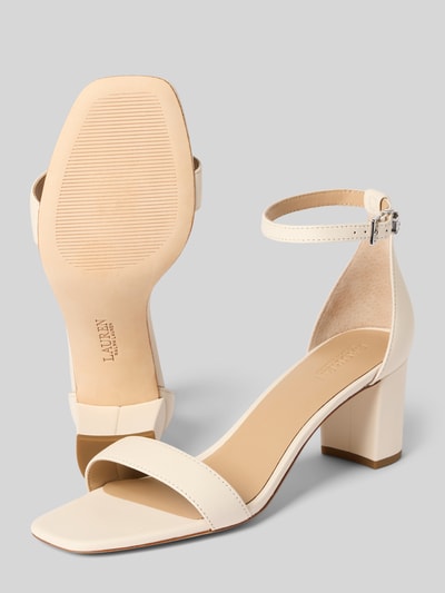 Lauren Ralph Lauren Sandaletten aus Leder mit Blockabsatz Modell 'LOGAN' Weiss 4