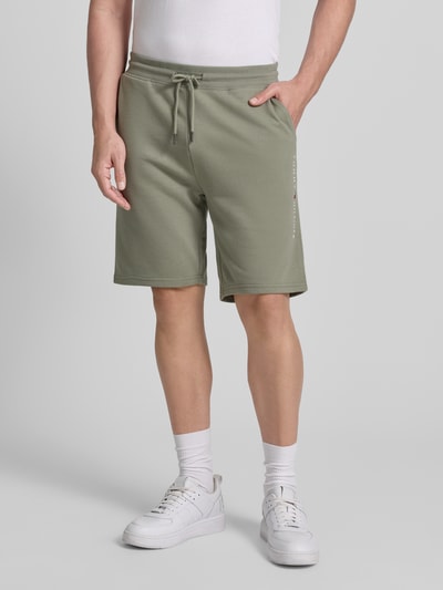 Tommy Hilfiger Regular fit sweatshorts van katoenmix Kaki - 4