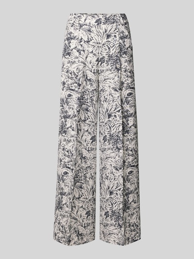 Produktfoto, Hose aus Lyocell im Allover-Look von Windsor in Weiß mit dunkelblauem floralen Muster, Regular Fit, Bügelfalten, Eingrifftaschen