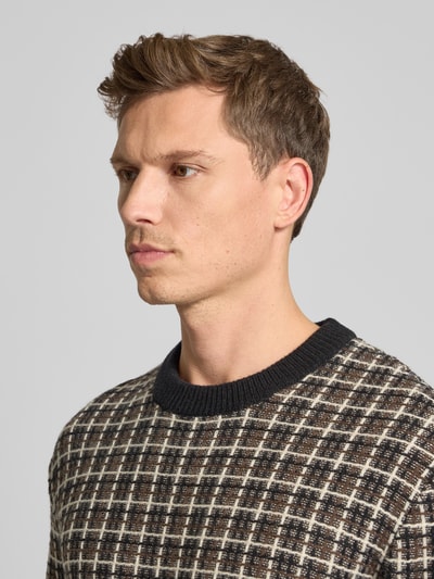 SELECTED HOMME Regular Fit Strickpullover aus Woll-Mix Modell 'MIKOLAS' Dunkelbraun 3