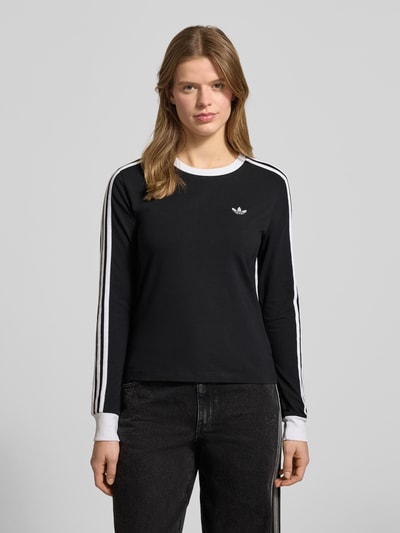 adidas Originals Bluzka z długim rękawem o kroju regular fit z mieszanki bawełny Czarny 4