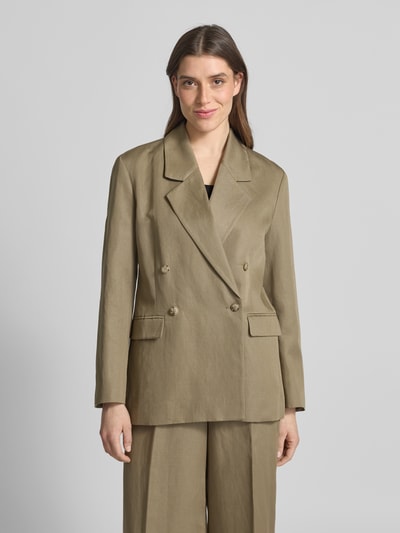 Ivy Oak Blazer aus Leinen-Lyocell-Mix mit Pattentaschen Modell 'JASEMINA' Khaki 4