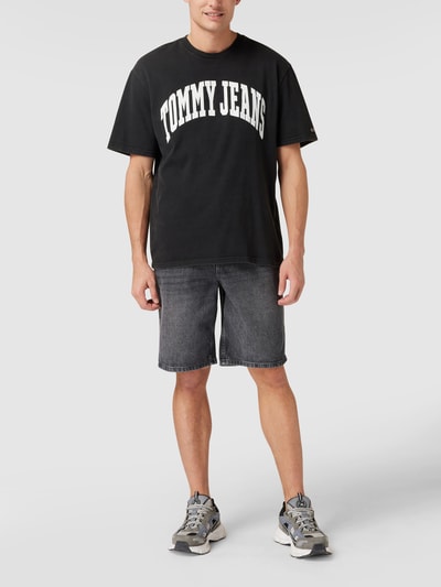 REVIEW Jeansshorts mit Label-Patch Schwarz 1