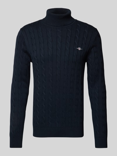 Gant Rollkragenpullover mit Label-Stitching Marine 2