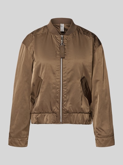 Produktfoto, braune Jacke mit Pattentaschen Modell 'CIBLOUMINA' von CINQUE, Stehkragen, Reißverschluss, glatte Textur, Regular Fit