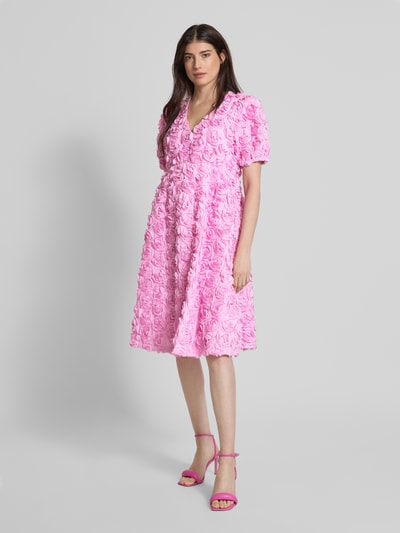 YAS Midi-jurk met structuurmotief, model 'ROSIVA' Lila - 1