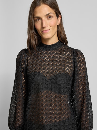 Vero Moda Bluzka koronkowa o kroju regular fit z półgolfem model ‘BECCA’ Czarny 3