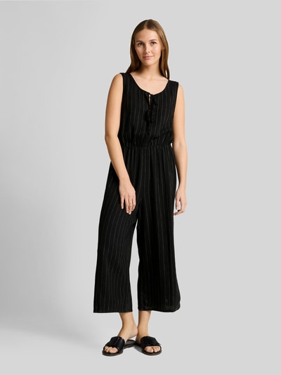Tom Tailor Denim Wide Leg Jumpsuit aus Viskose-Leinen-Mix Black 4