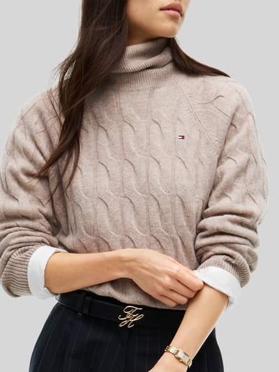 Tommy Hilfiger Relaxed Fit Rollkragenpullover aus reiner Wolle Beige 3