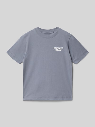 Productfoto, Regular Fit T-shirt met statementprint model 'Bro' van Jack & Jones, puur katoen, ronde hals, ruglengte maat 140: 50 cm