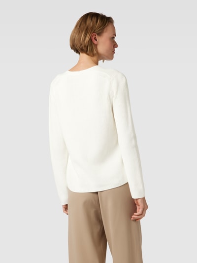 Tom Tailor Strickpullover in unifarbenem Design mit V-Ausschnitt Offwhite 5