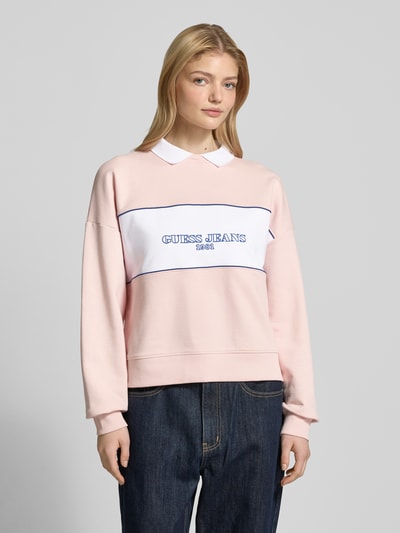 Guess Jeans Sweatshirt mit Polokragen Hellrosa 4