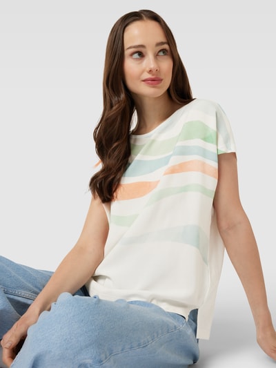 Tom Tailor T-shirt van viscose met all-over motief Offwhite - 3