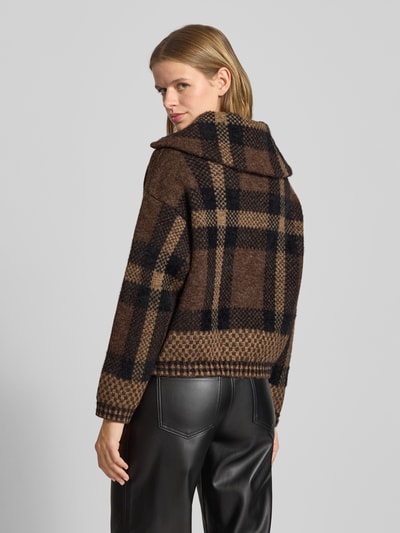 Only Regular fit gebreid jack met all-over motief, model 'MAROON' Chocoladebruin - 5